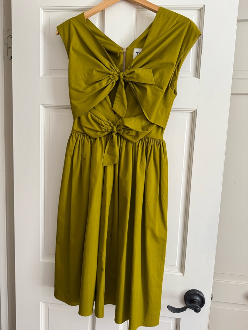 TOVE chartruese Knot-Front Midi Dress